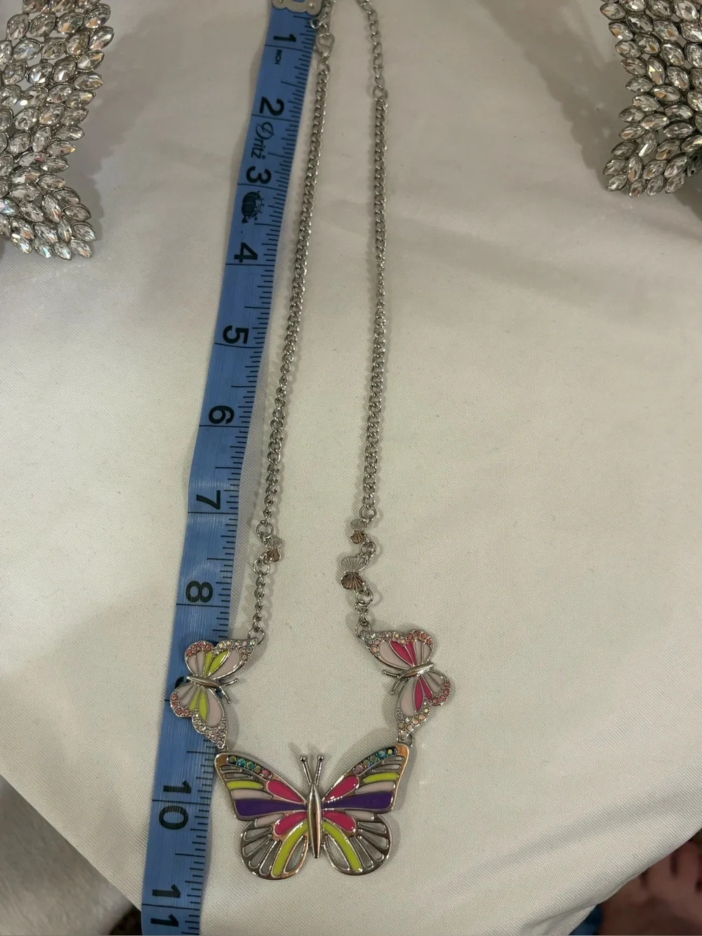 paparazzi Pink Purple Lime Butterfly Necklace and Hoop Earring Set